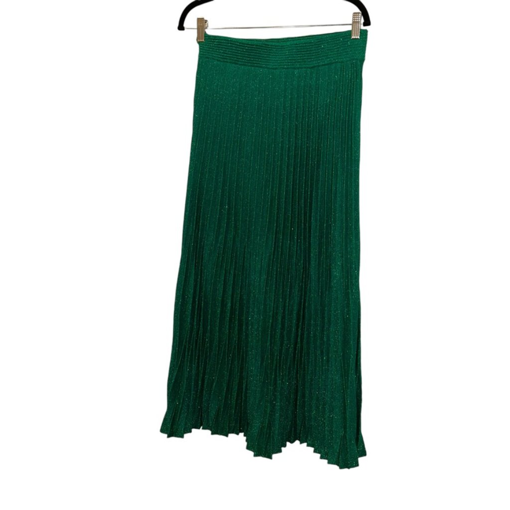 Maje Paris France Kelly Green St Patrick Day Holidaysparkle Pleated Midi